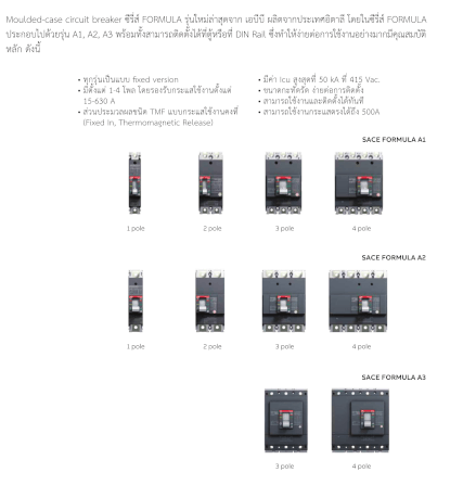โมลเคสเซอร์กิตเบรกเกอร์ 50 แอมป์ 3 โพล (18KA) ABB MCCB A1B 125 TMF_8